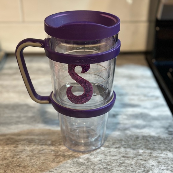 Tervis Purple Monogram Tumbler with Handle - Picture 2 of 7